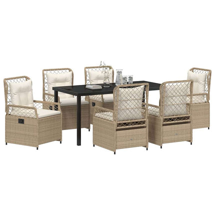 Trädgårdsmöbelset 7 pcs Beige och krämvit konstrotting