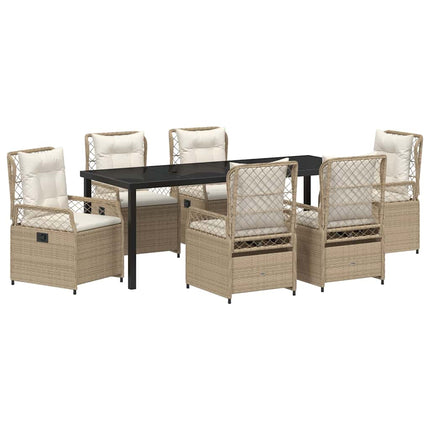 Trädgårdsmöbelset 7 pcs Beige och krämvit konstrotting