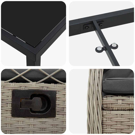 Trädgårdsmöbelset 3 pcs Ljusgrå konstrotting