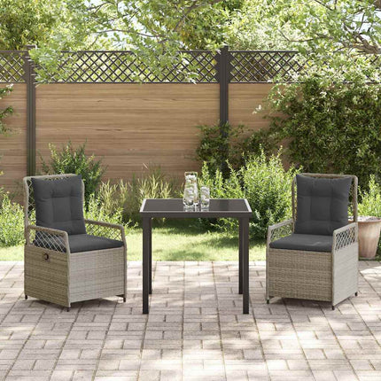 Trädgårdsmöbelset 3 pcs Ljusgrå konstrotting