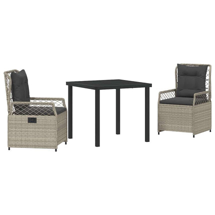 Trädgårdsmöbelset 3 pcs Ljusgrå konstrotting