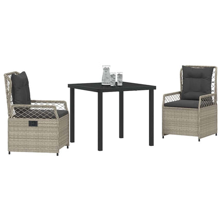 Trädgårdsmöbelset 3 pcs Ljusgrå konstrotting