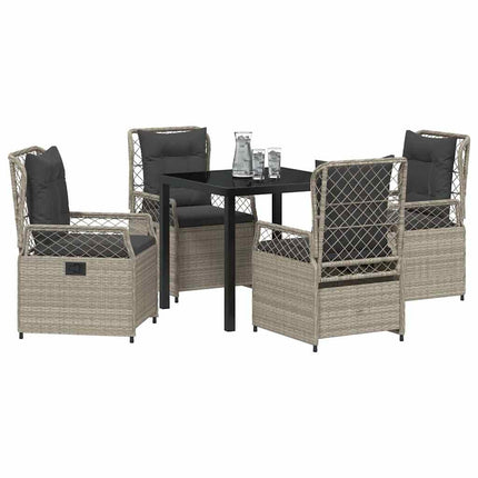 Trädgårdsmöbelset 5 pcs Ljusgrå konstrotting