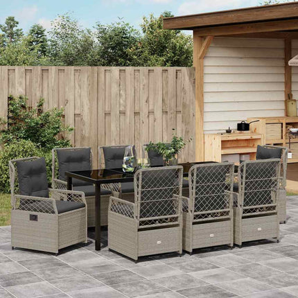 Trädgårdsmöbelset 9 pcs Ljusgrå konstrotting