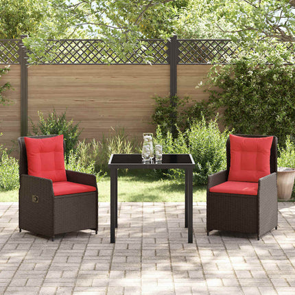 Trädgårdsmöbelset med kudde 3 pcs Brun Poly rattan
