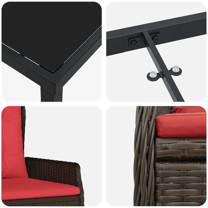 Trädgårdsmöbelset med kudde 5 pcs Brun Poly rattan