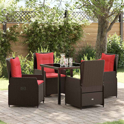 Trädgårdsmöbelset med kudde 5 pcs Brun Poly rattan