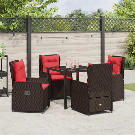 Trädgårdsmöbelset med kudde 5 pcs Brun Poly rattan