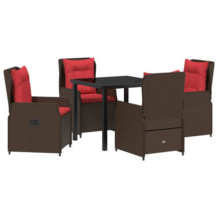 Trädgårdsmöbelset med kudde 5 pcs Brun Poly rattan