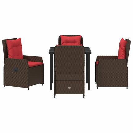 Trädgårdsmöbelset med kudde 5 pcs Brun Poly rattan