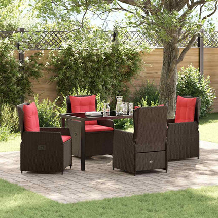 Trädgårdsmöbelset med kudde 5 pcs Brun Poly rattan