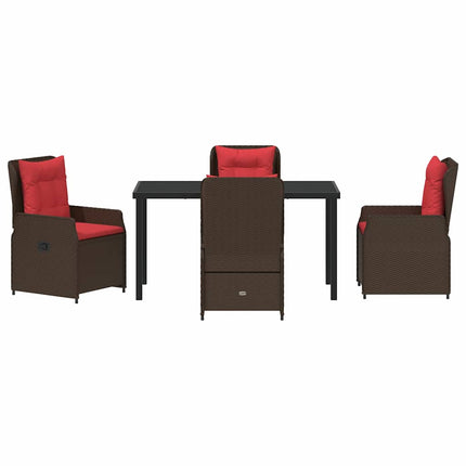Trädgårdsmöbelset med kudde 5 pcs Brun Poly rattan