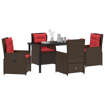 Trädgårdsmöbelset med kudde 5 pcs Brun Poly rattan