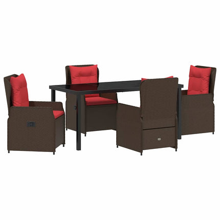 Trädgårdsmöbelset med kudde 5 pcs Brun Poly rattan