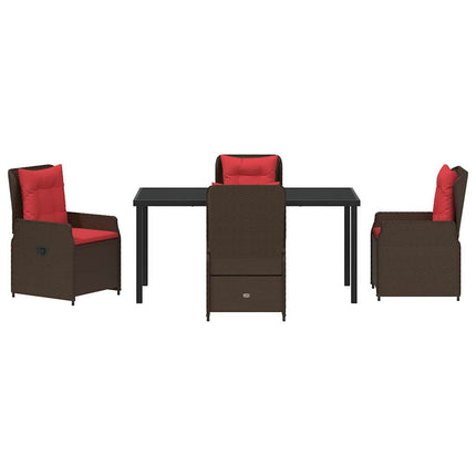 Trädgårdsmöbelset med kudde 5 pcs Brun Poly rattan
