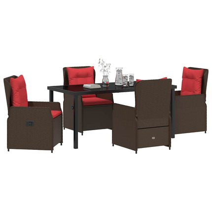 Trädgårdsmöbelset med kudde 5 pcs Brun Poly rattan