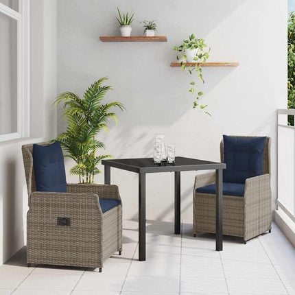 Trädgårdsmöbelset med kudde 3 pcs Grå Poly rattan