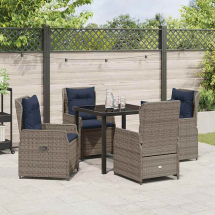 Trädgårdsmöbelset med kudde 5 pcs Grå Poly rattan