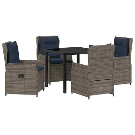Trädgårdsmöbelset med kudde 5 pcs Grå Poly rattan