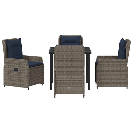 Trädgårdsmöbelset med kudde 5 pcs Grå Poly rattan