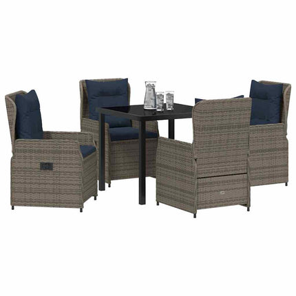 Trädgårdsmöbelset med kudde 5 pcs Grå Poly rattan