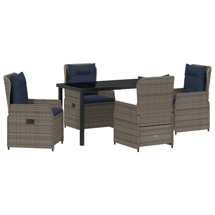 Trädgårdsmöbelset med kudde 5 pcs Grå Poly rattan