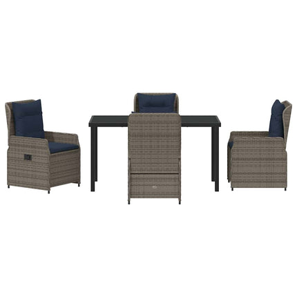 Trädgårdsmöbelset med kudde 5 pcs Grå Poly rattan