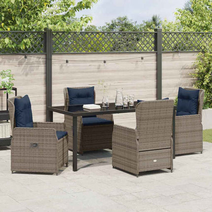 Trädgårdsmöbelset med kudde 5 pcs Grå Poly rattan