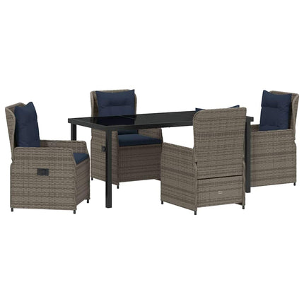 Trädgårdsmöbelset med kudde 5 pcs Grå Poly rattan