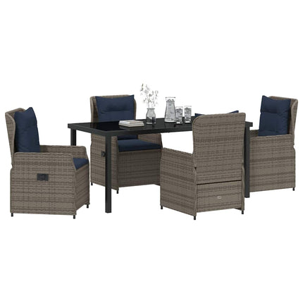 Trädgårdsmöbelset med kudde 5 pcs Grå Poly rattan