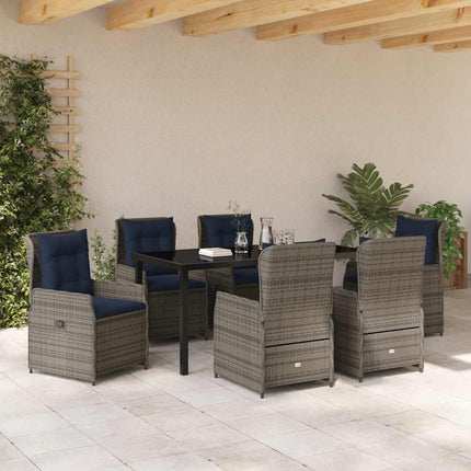 Trädgårdsmöbelset med kudde 7 pcs Grå Poly rattan
