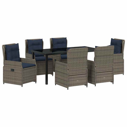 Trädgårdsmöbelset med kudde 7 pcs Grå Poly rattan