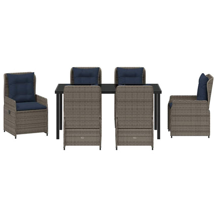 Trädgårdsmöbelset med kudde 7 pcs Grå Poly rattan