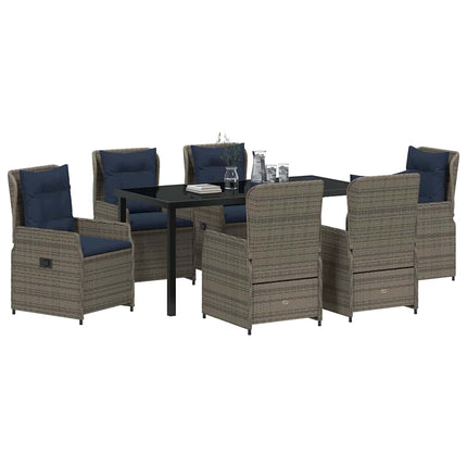 Trädgårdsmöbelset med kudde 7 pcs Grå Poly rattan