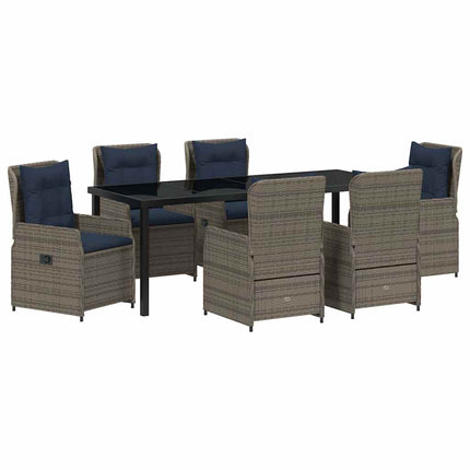 Trädgårdsmöbelset med kudde 7 pcs Grå Poly rattan