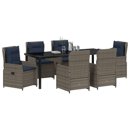 Trädgårdsmöbelset med kudde 7 pcs Grå Poly rattan