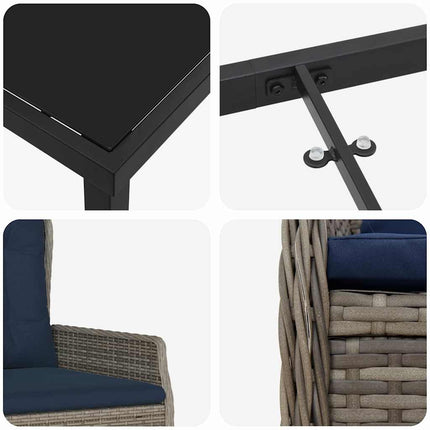 Trädgårdsmöbelset med kudde 9 pcs Grå Poly rattan