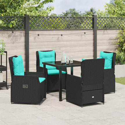 Trädgårdsmöbelset med kudde 5 pcs Svart Poly rattan