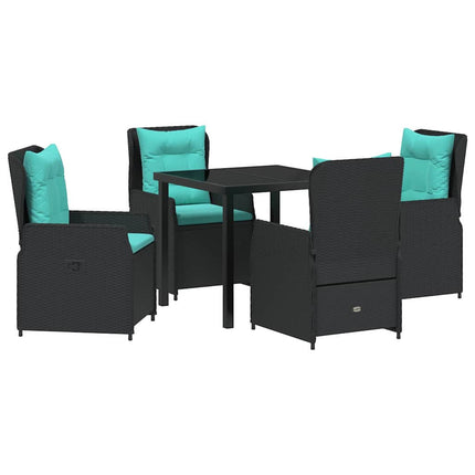 Trädgårdsmöbelset med kudde 5 pcs Svart Poly rattan