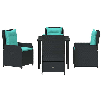 Trädgårdsmöbelset med kudde 5 pcs Svart Poly rattan