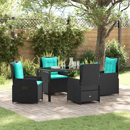 Trädgårdsmöbelset med kudde 5 pcs Svart Poly rattan
