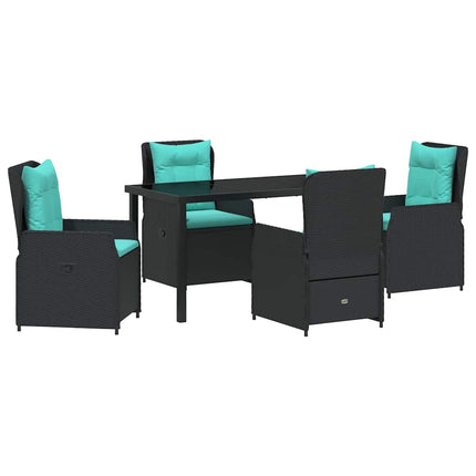Trädgårdsmöbelset med kudde 5 pcs Svart Poly rattan