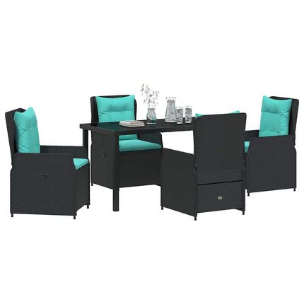 Trädgårdsmöbelset med kudde 5 pcs Svart Poly rattan