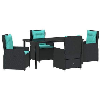 Trädgårdsmöbelset med kudde 5 pcs Svart Poly rattan