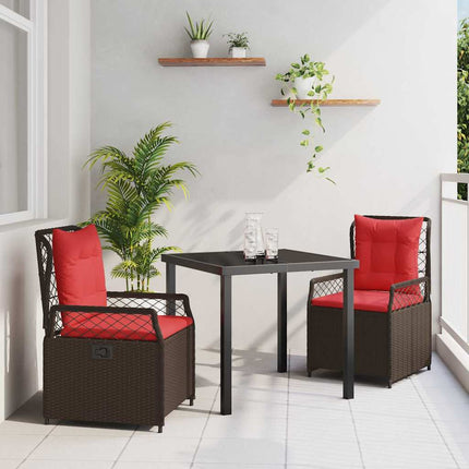 Trädgårdsmöbelset 3 pcs Brun konstrotting