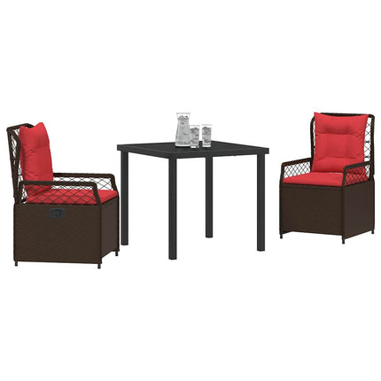 Trädgårdsmöbelset 3 pcs Brun konstrotting