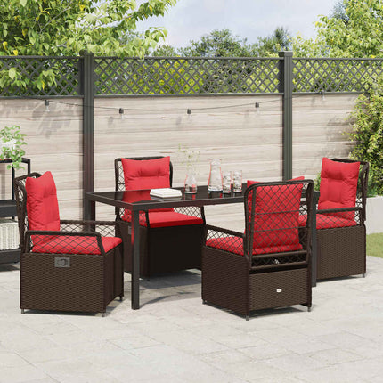 Trädgårdsmöbelset 5 pcs Brun konstrotting