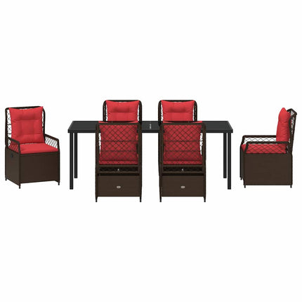 Trädgårdsmöbelset 7 pcs Brun konstrotting