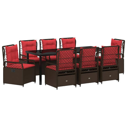 Trädgårdsmöbelset 9 pcs Brun konstrotting