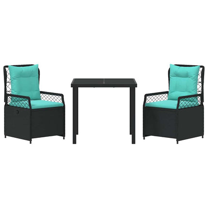 Trädgårdsmöbelset 3 pcs Svart konstrotting